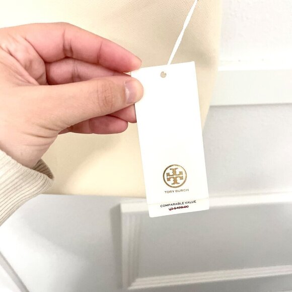 NWT Tory Burch Emerson Color Block Bucket Bag Ivory Blue Green - Picture 2 of 10